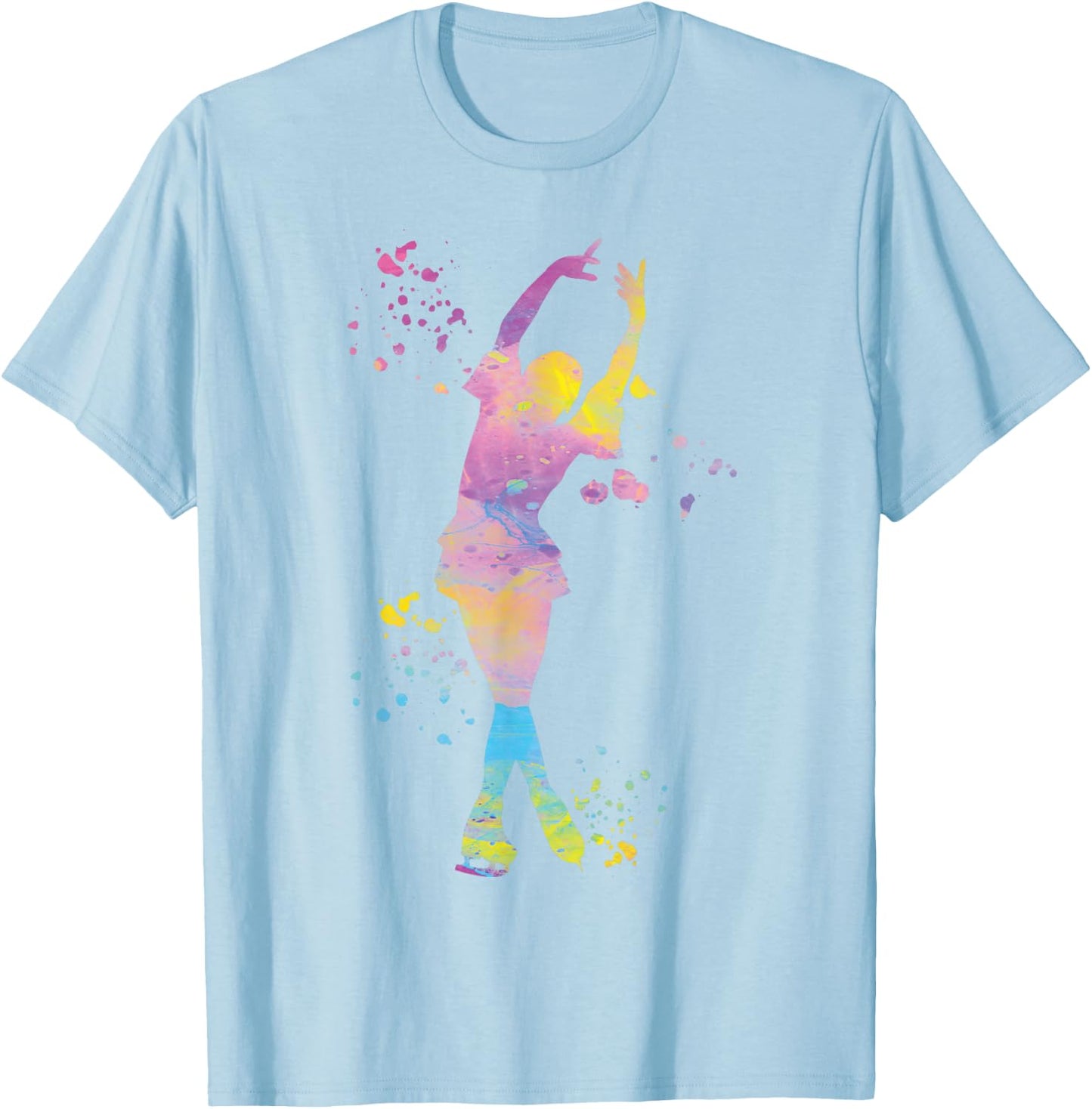 Ice Skater Colorful Figure Skating for Girls , white, S T-Shirt - T-Shirt | Light Blue