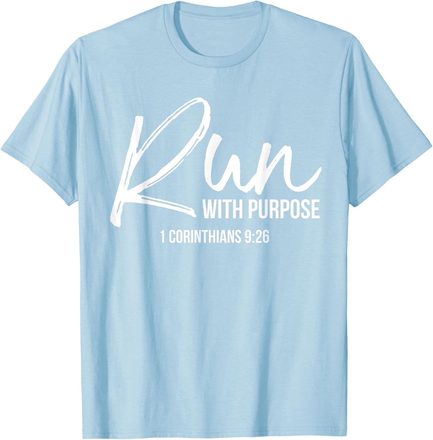 Run With Purpose Shirt 1 Corinthians 9:26 Christian Running XL Orange T-Shirt - T-Shirt | Light Blue