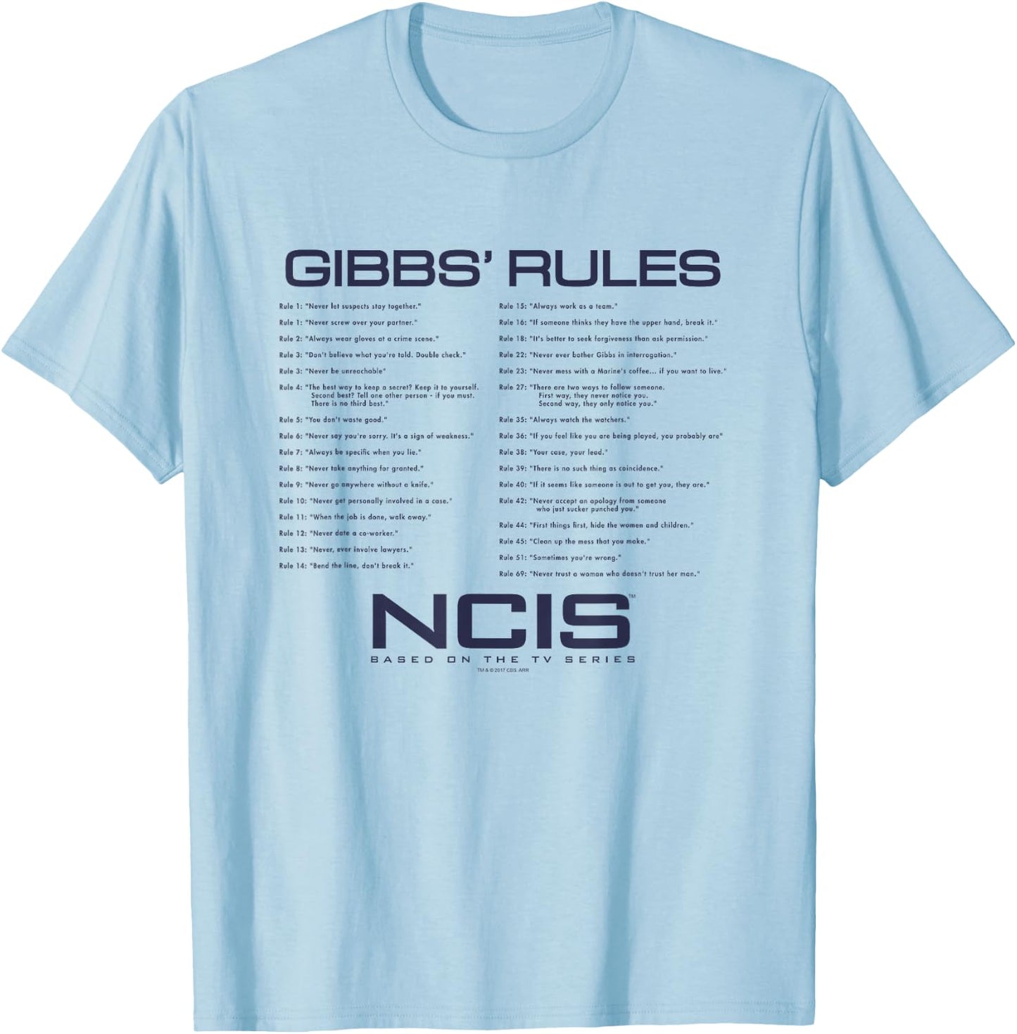 NCIS Gibbs Rules , gray, s T-Shirt - T-Shirt | Light Blue