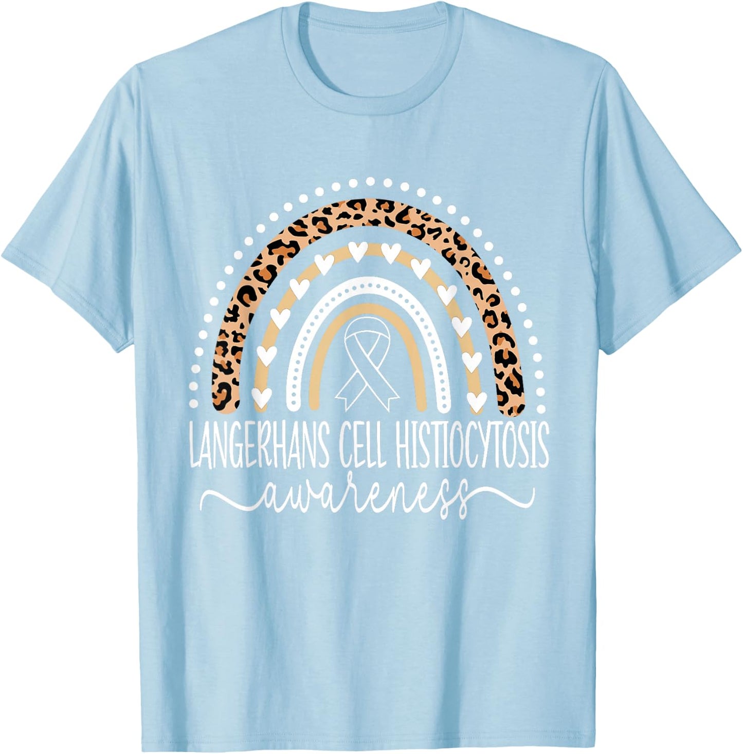 Langerhans Cell Histiocytosis LCH Awareness Leopard Rainbow T-Shirt - T-Shirt | Light Blue