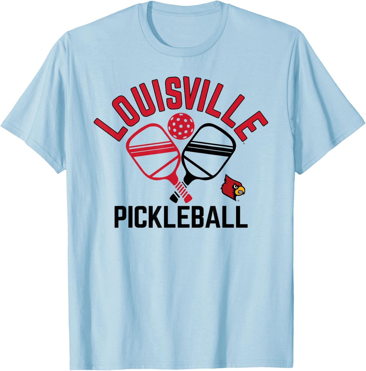 Louisville Cardinals Pickleball Gray Officially Licensed T-Shirt - T-Shirt | Light Blue