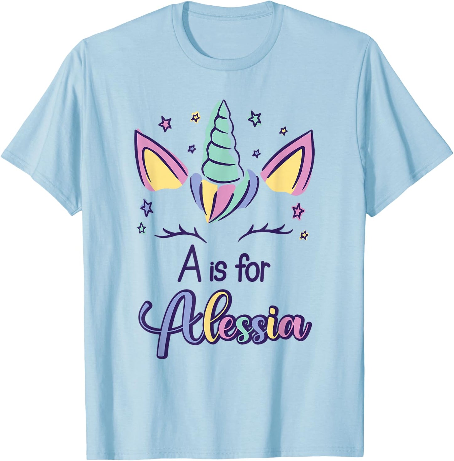 First Name Alessia Personalized A Is For Alessia T-Shirt - T-Shirt | Light Blue