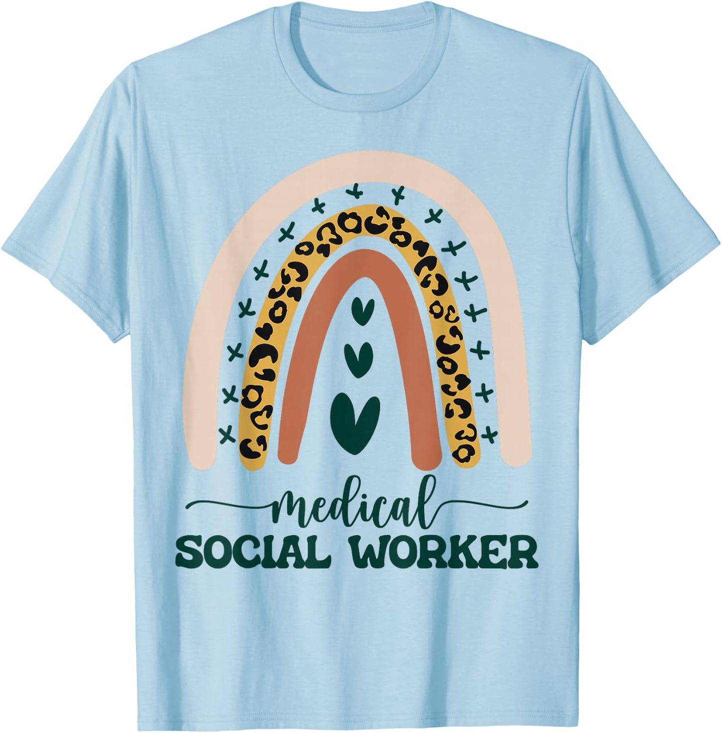Medical Social Worker LCSW Therapist Boho Rainbow Leopard T-Shirt - T-Shirt | Light Blue
