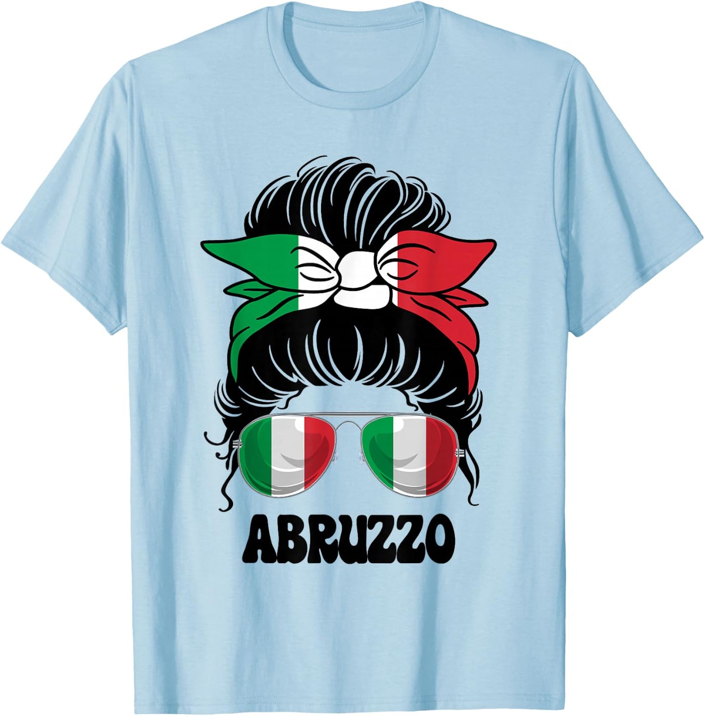 Abruzzo Italy Italian Girl Messy Hair Italy Pride Patriotic T-Shirt - T-Shirt | Light Blue