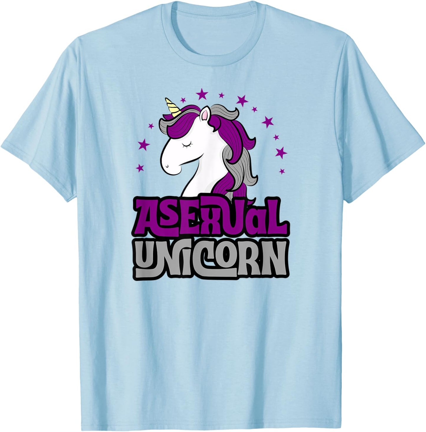 Asexual Unicorn Cute Girly Magical Ace Pride Flag Stuff Art T-Shirt - T-Shirt | Light Blue