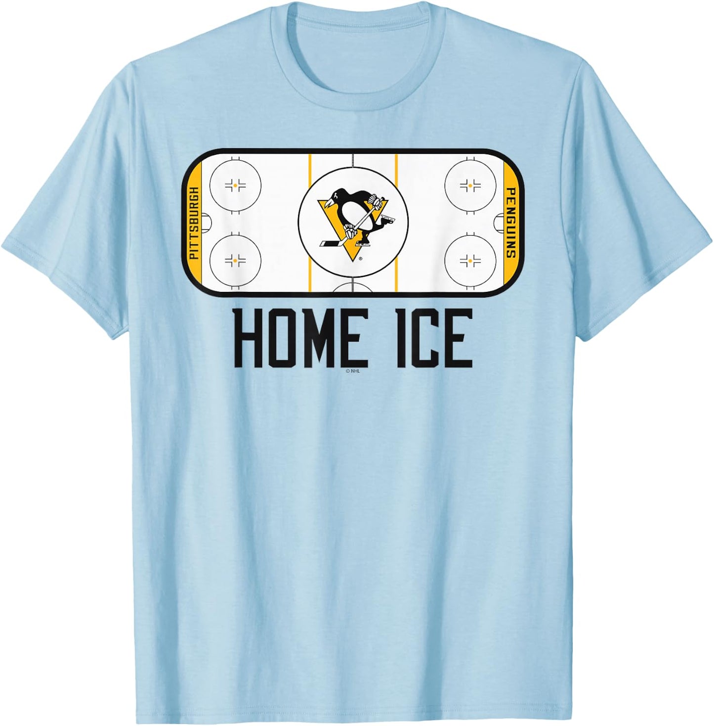Pittsburgh Penguins Home Ice Gray Officially Licensed T-Shirt - T-Shirt | Light Blue