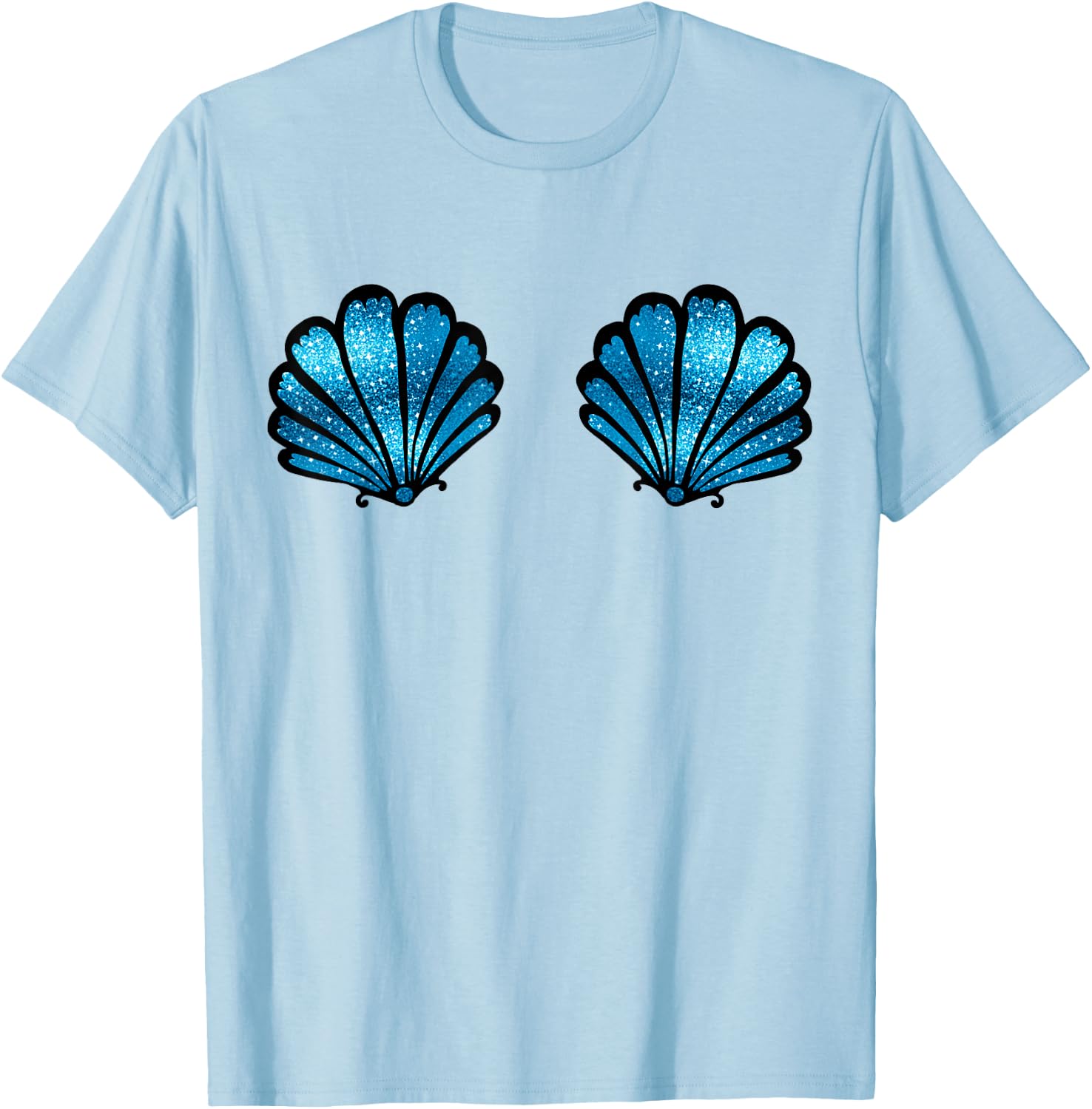 Mermaid, Seashell, Sea, Shell, Bikini, Carnival, Halloween T-Shirt - T-Shirt | Light Blue