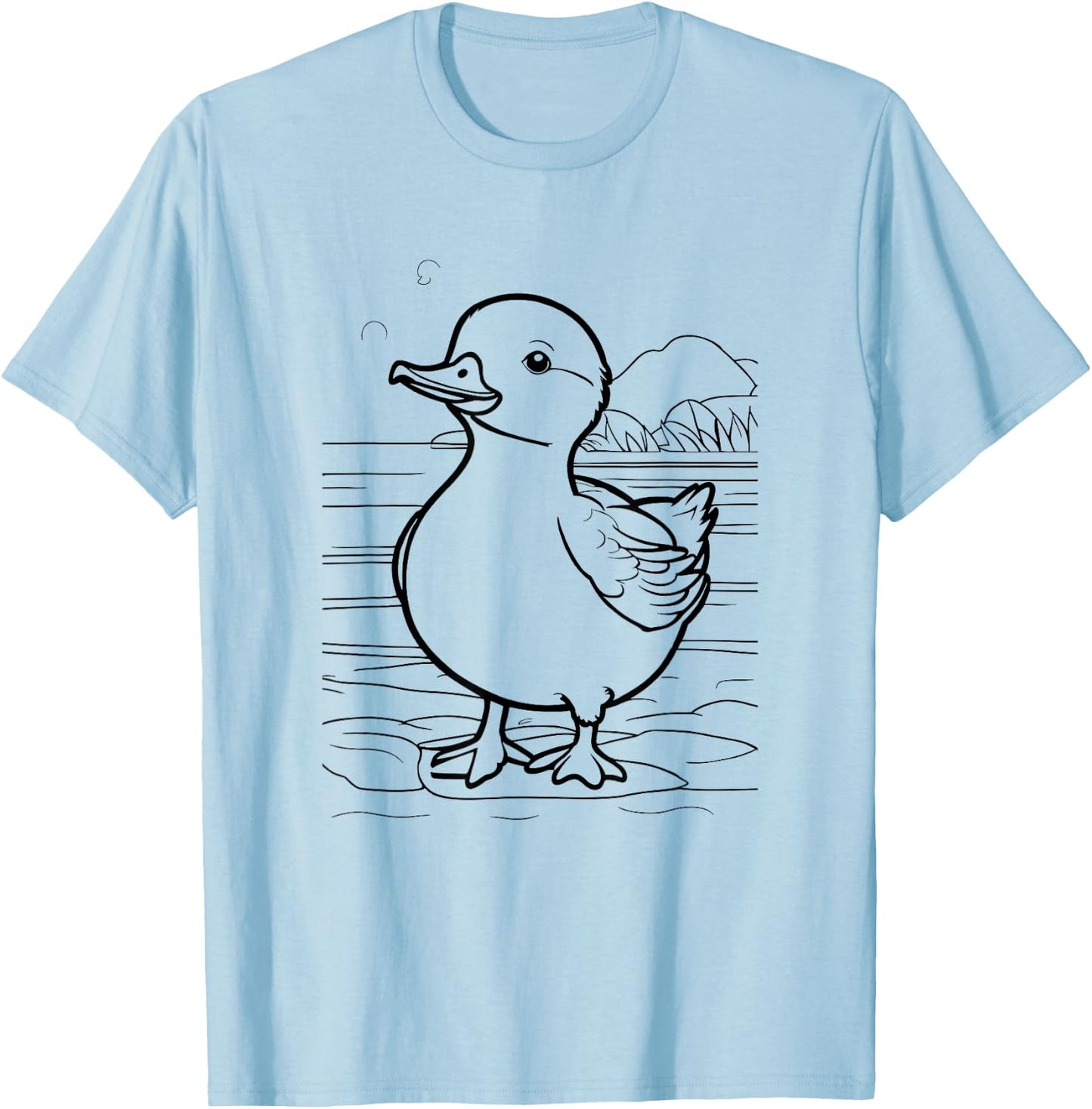 Duck by the lake for children to colour with textile pens DIY T-Shirt - T-Shirt | Light Blue