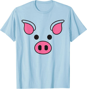 Pig Face Costume for Adult, Child, Men and Women T-Shirt - T-Shirt | Light Blue