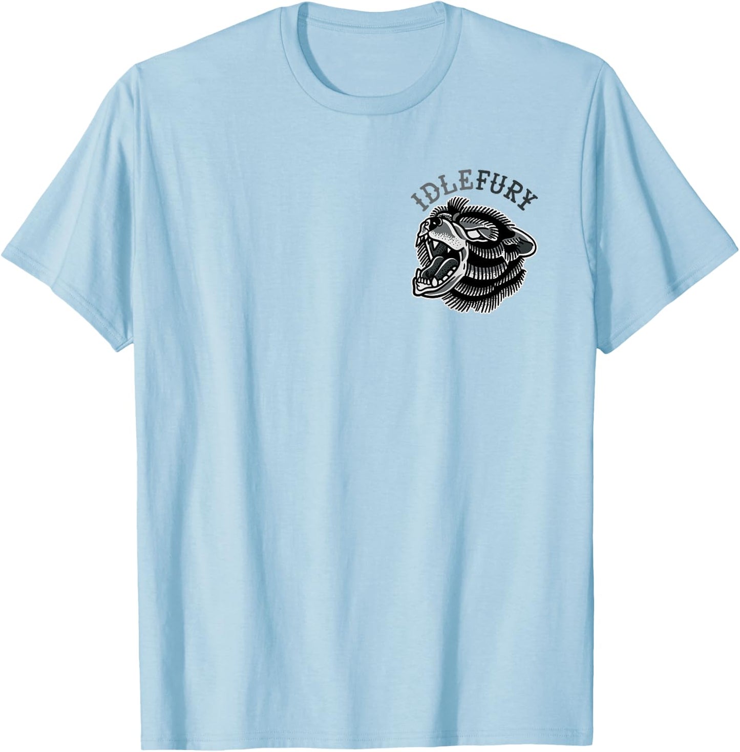VIEW BACK PRINT Idle Fury Ash Bear Tattoo Art Streetwear T-Shirt - T-Shirt | Light Blue