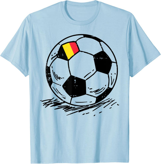 Belgium Flag Belgian Soccer Football Fan Men Women Kids T-Shirt - T-Shirt | Light Blue