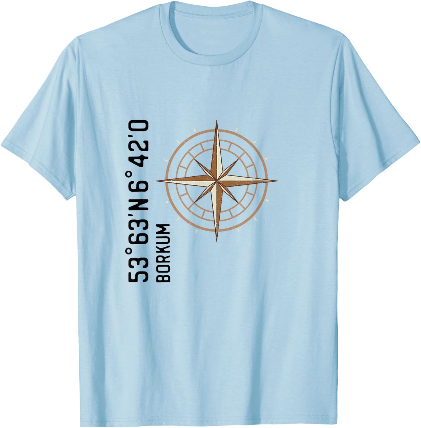 Borkum Koordinaten Design Kompass für einen Urlauber, Borkum T-Shirt - T-Shirt | Light Blue