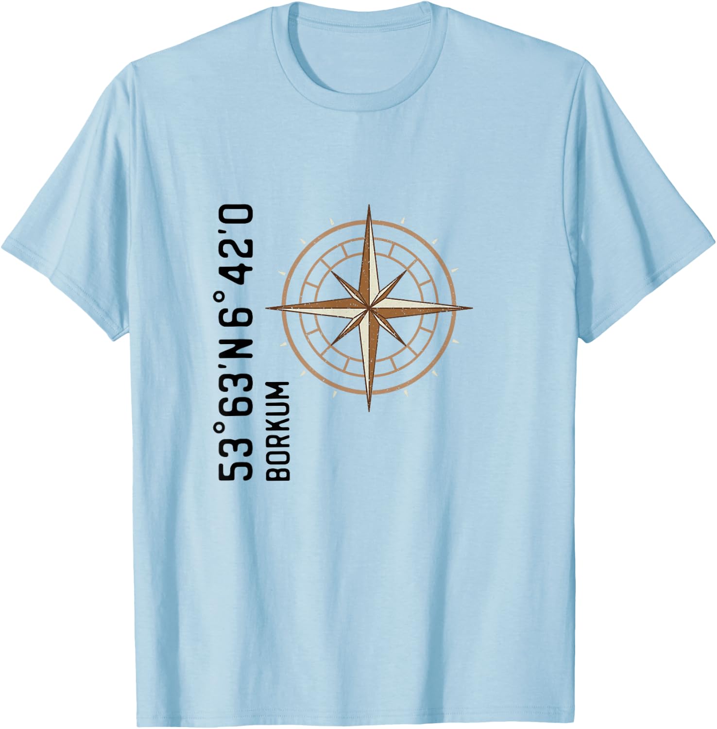 Borkum Koordinaten Design Kompass für einen Urlauber, Borkum T-Shirt - T-Shirt | Light Blue