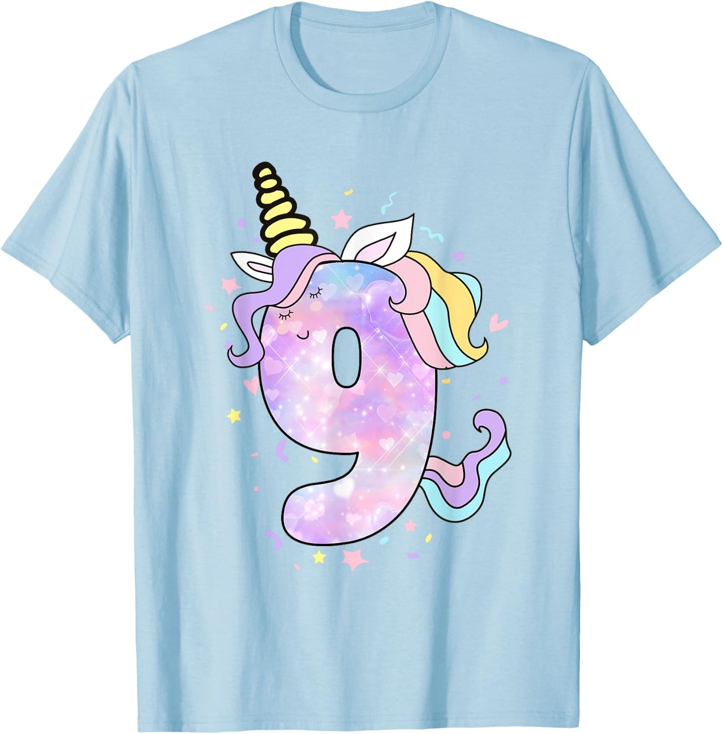 Unicorn Birthday Shirts for Girls Outfit 9th Nine Year Old T-Shirt - T-Shirt | Light Blue