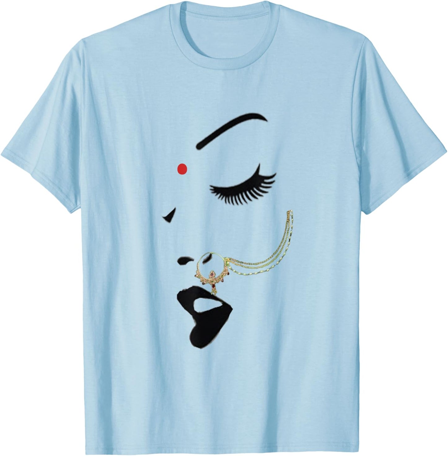 Indian desi Girl Nose Ring Bollywood Style Women Empowerment T-Shirt - T-Shirt | Light Blue