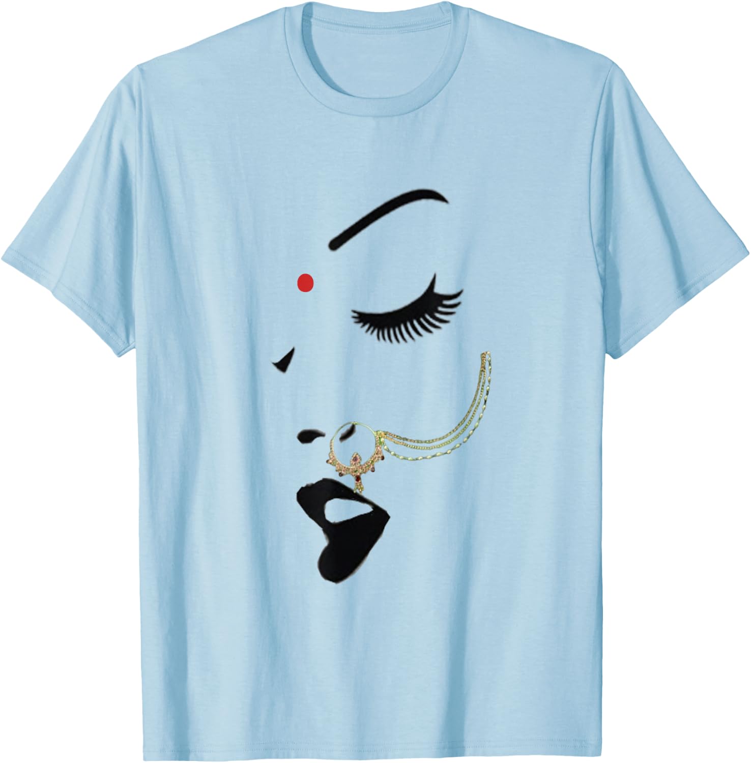Indian desi Girl Nose Ring Bollywood Style Women Empowerment T-Shirt - T-Shirt | Light Blue