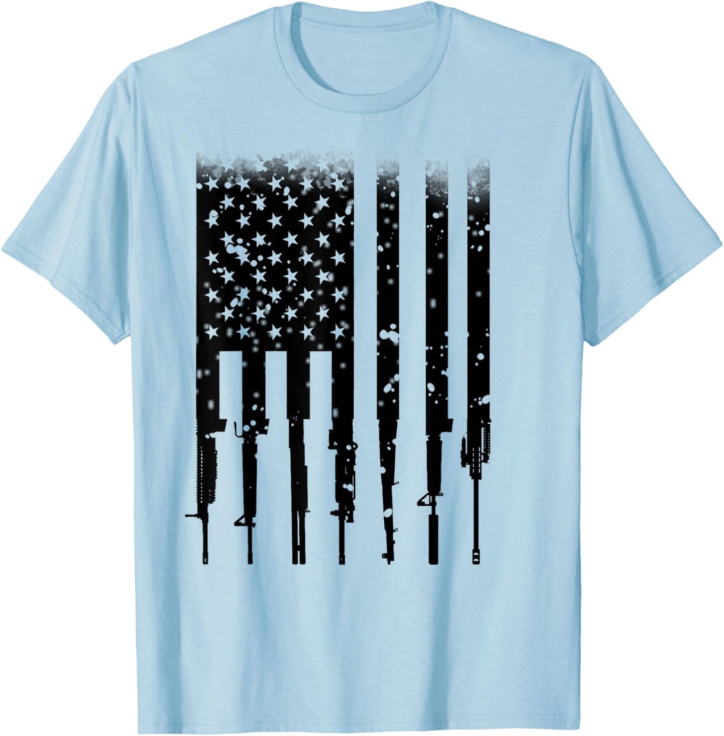 Home of the Brave Bullet Riddled American Rifle Flag - Men's Grey Small Classic Fit Short Sleeve T-Shirt - T-Shirt | Light Blue