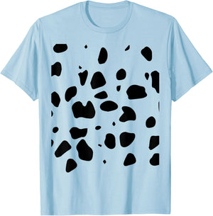 Dalmatian Polka Dot White with Black Dots, White T-Shirt - T-Shirt | Light Blue