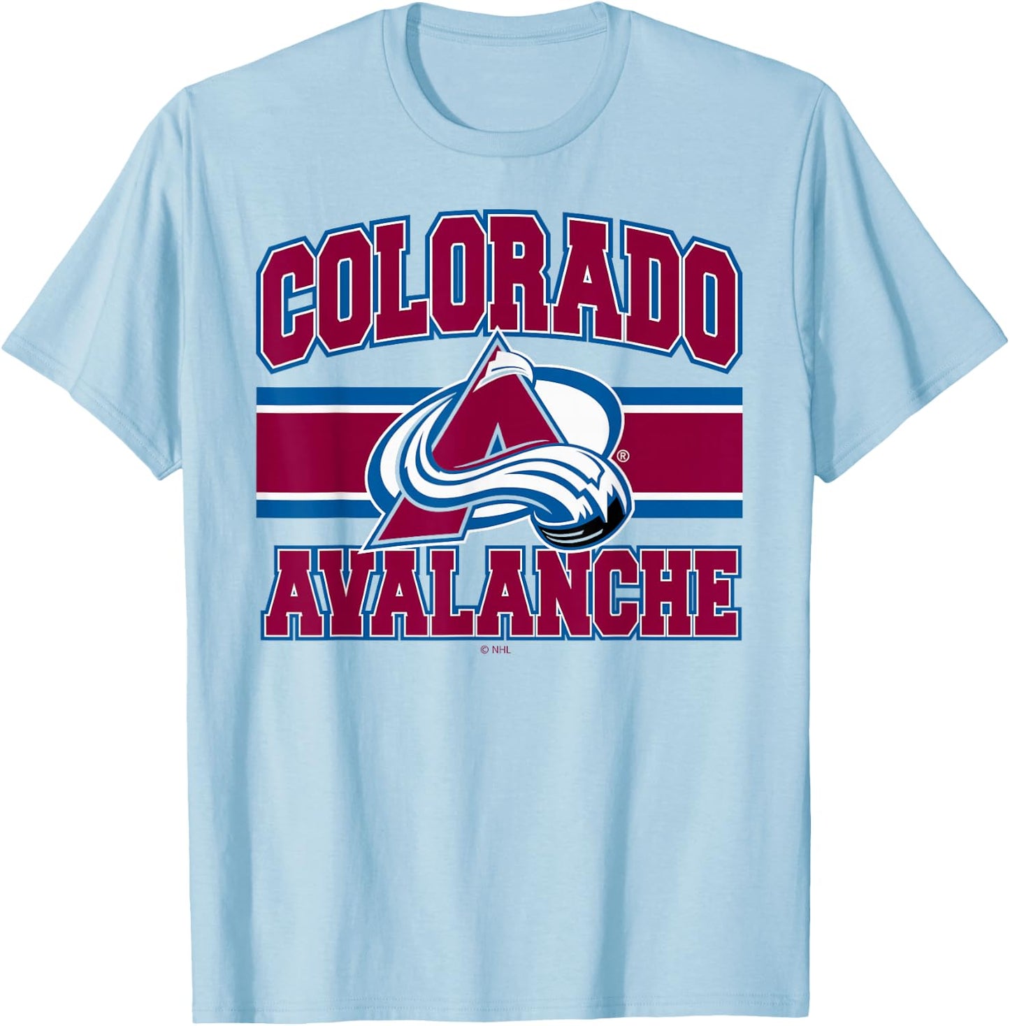 Colorado Avalanche Stripe Heather Gray Officially Licensed T-Shirt - T-Shirt | Light Blue