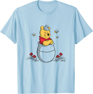 Winnie the Pooh - Pooh Honey Pot Bees T-Shirt - T-Shirt | Light Blue