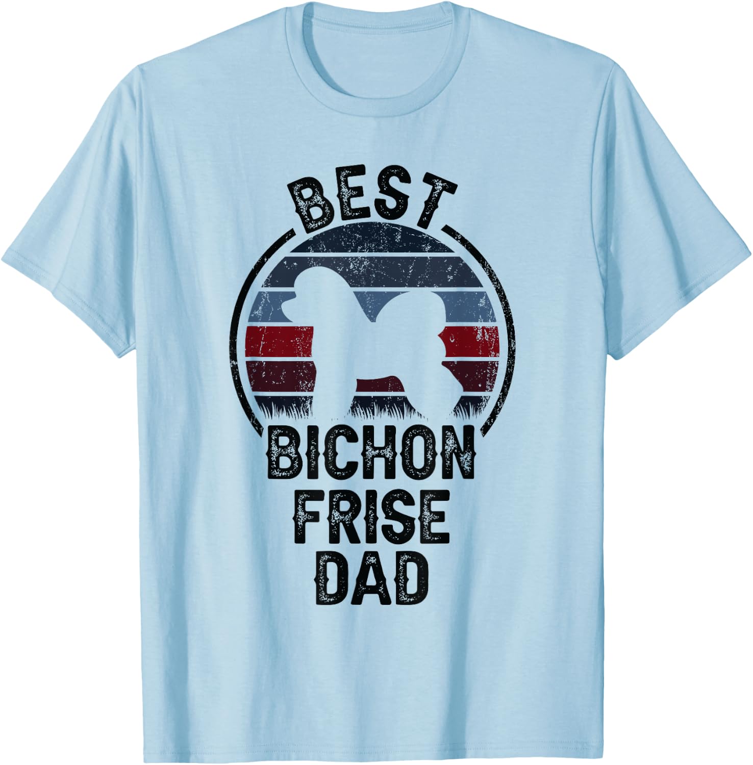 Best Dog Father Dad - Vintage Bichon Frise Men Women T-Shirt - T-Shirt | Light Blue
