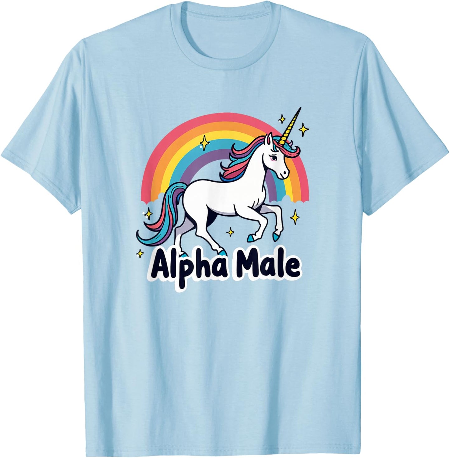 Alpha Male Rainbow Unicorn Weird AlphaMale Meme Pink T-Shirt - T-Shirt | Light Blue