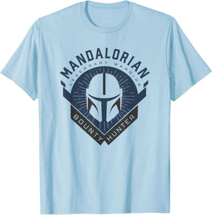 Star Wars Mandalorian Bounty Hunter T-Shirt - T-Shirt | Light Blue