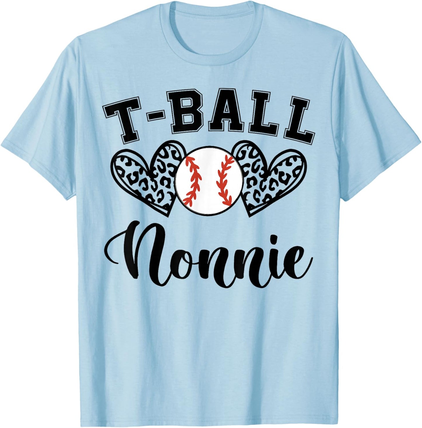 T-Ball Nonnie Leopard Funny T-Ball Nonnie Mother's Day T-Shirt - T-Shirt | Light Blue