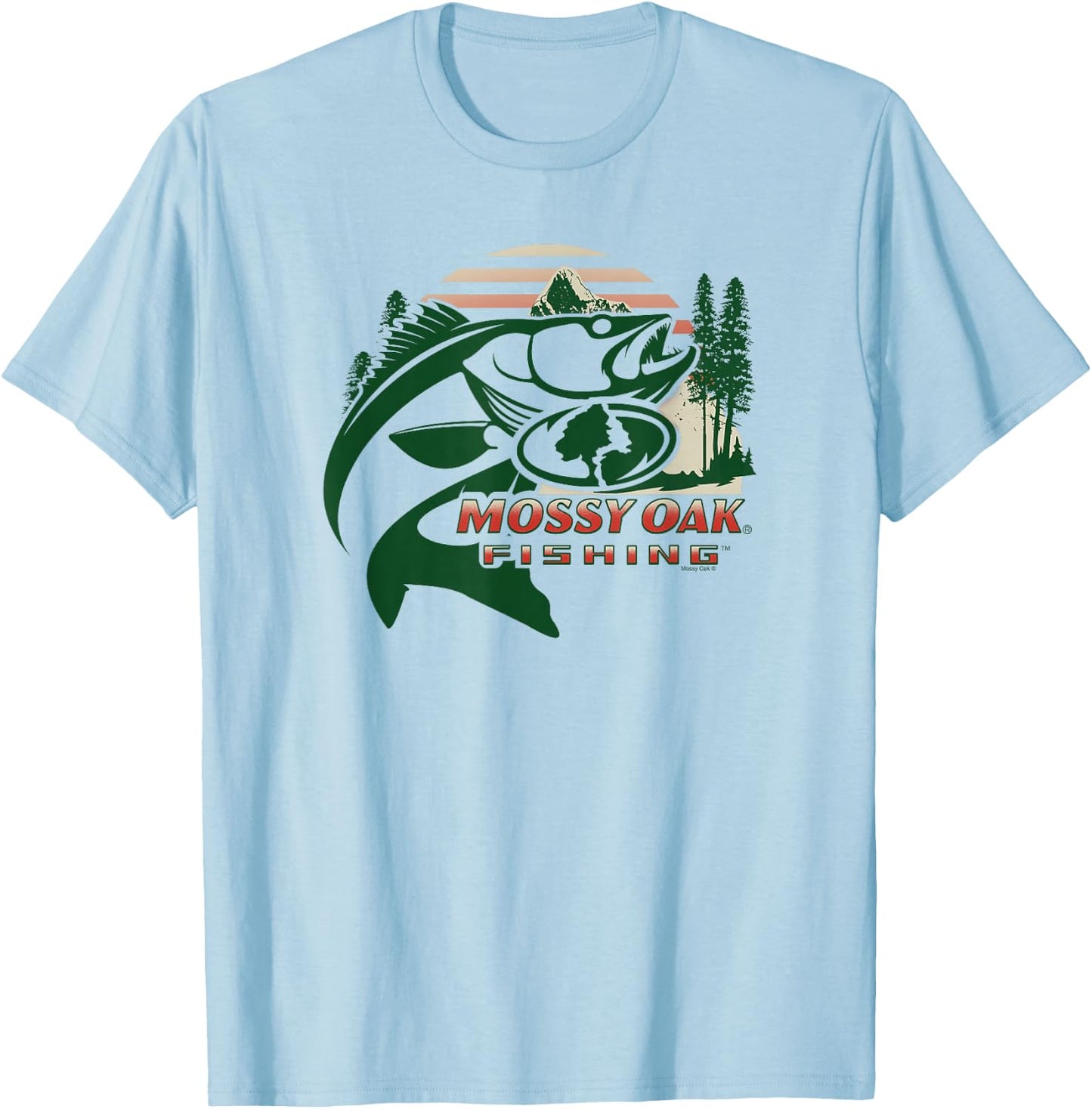 Mossy Oak Fishing Built For The Bite Fish Logo T-Shirt - T-Shirt | Light Blue