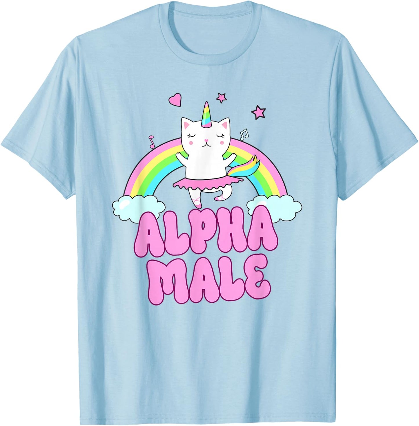 Alpha Male Unicorn Ironic Pink Funny Sarkastic Y2K Meme T-Shirt - T-Shirt | Light Blue