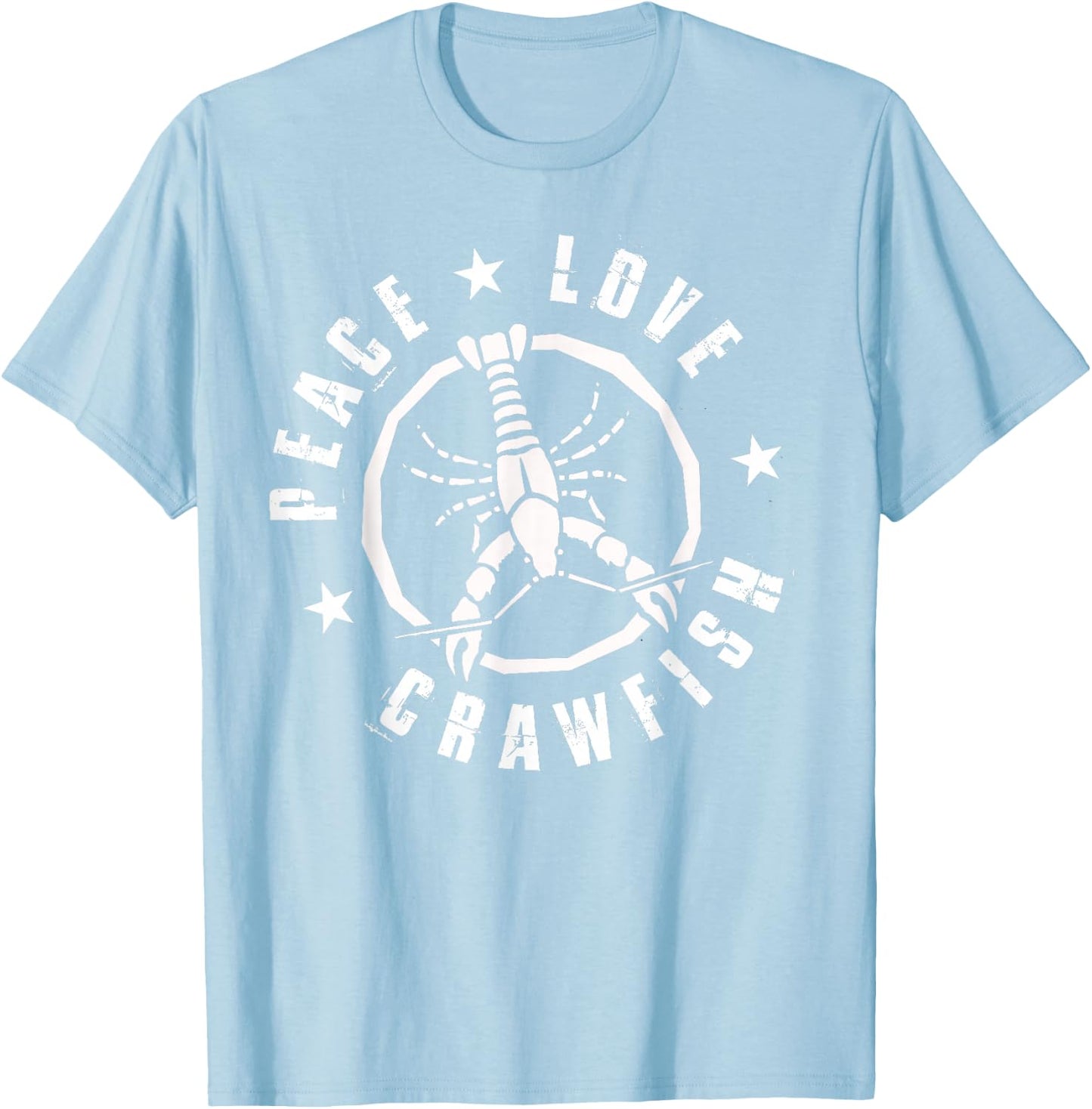 Funny Crawfish Boil Peace Love Crayfish Cajun Men T-Shirt - T-Shirt | Light Blue