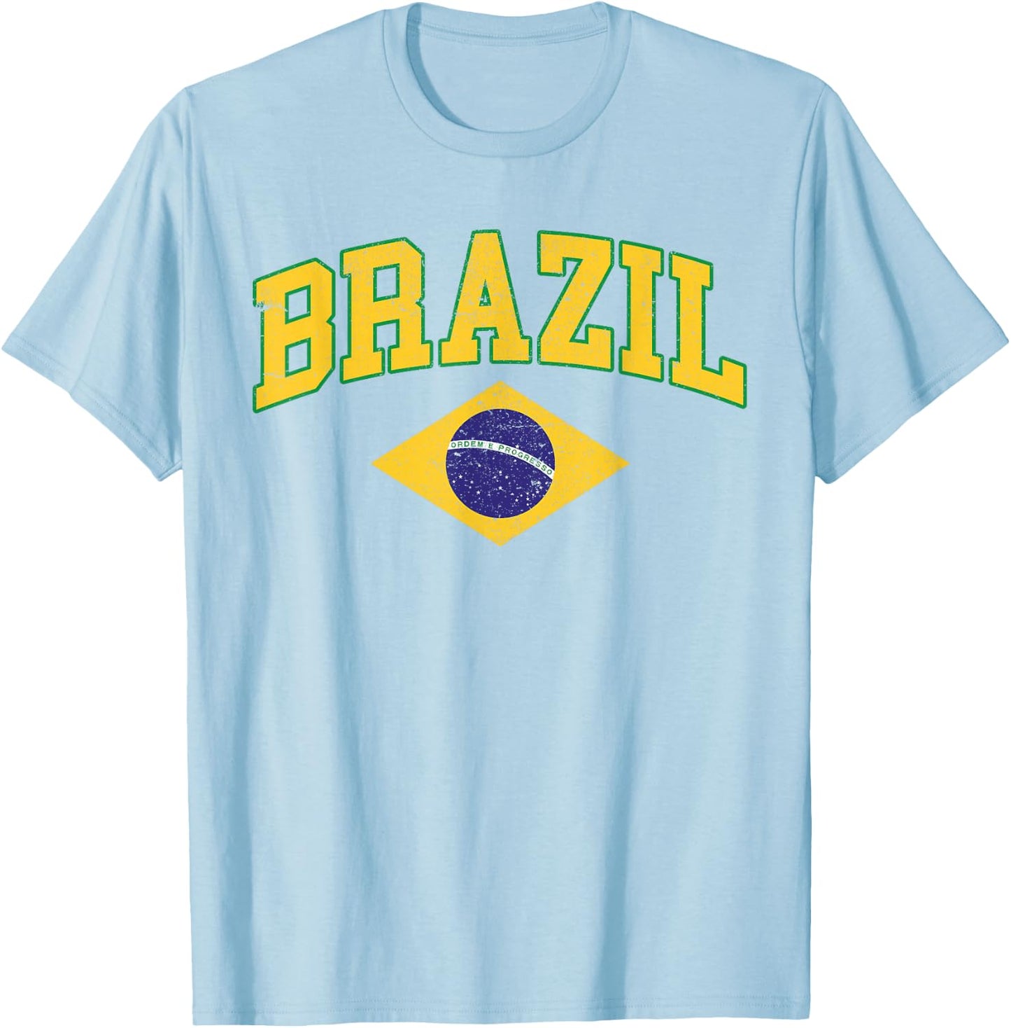 Brasil with Brazilian Flag Colors Men Women Kids Brazil T-Shirt - T-Shirt | Light Blue