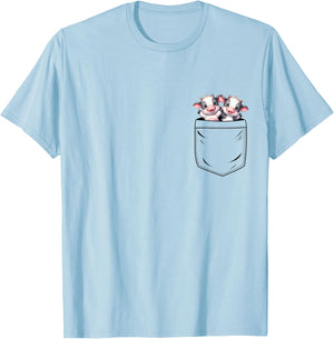 Cow Lovers Cute Funny Cow In Pocket T-Shirt - T-Shirt | Light Blue