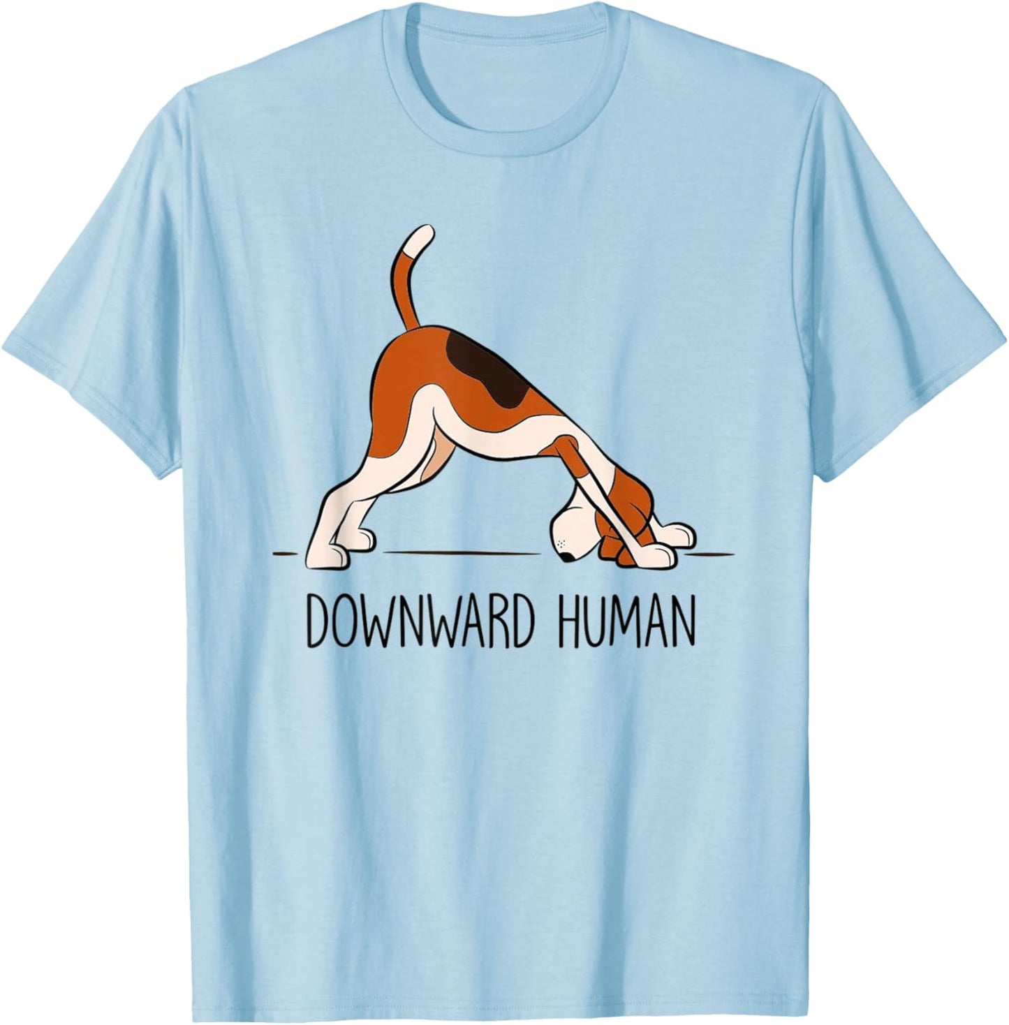 Downward Human Men's Women's Funny Dog Yoga , White T-Shirt - T-Shirt | Light Blue