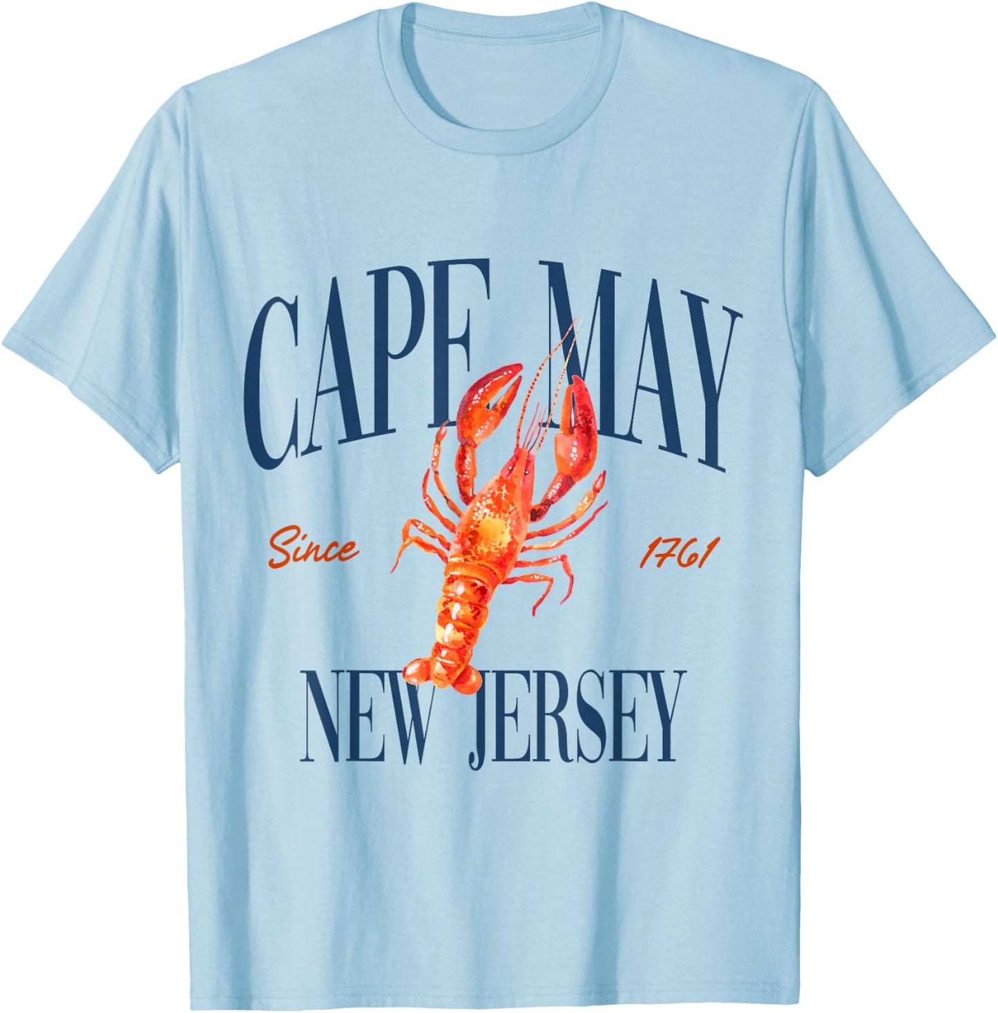 Cape May New Jersey Est. 1761 - Old Money, Aesthetic T-Shirt - T-Shirt | Light Blue