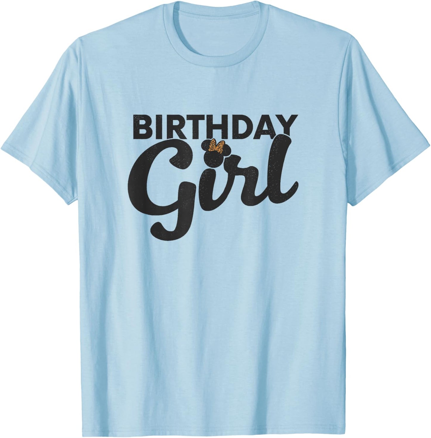 Disney Minnie Mouse Birthday Girl Cute Leopard Bow T-Shirt - T-Shirt | Light Blue