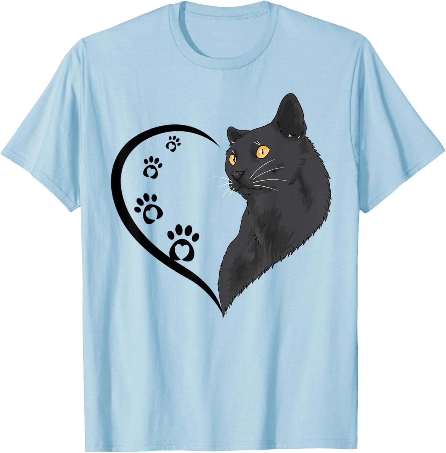 Cat Shirt Cat Shirts Girls Kids Cute Heart Cat Mom T-Shirt - T-Shirt | Light Blue