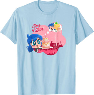Miraculous Ladybug Chibi Cake of Love T-Shirt - T-Shirt | Light Blue