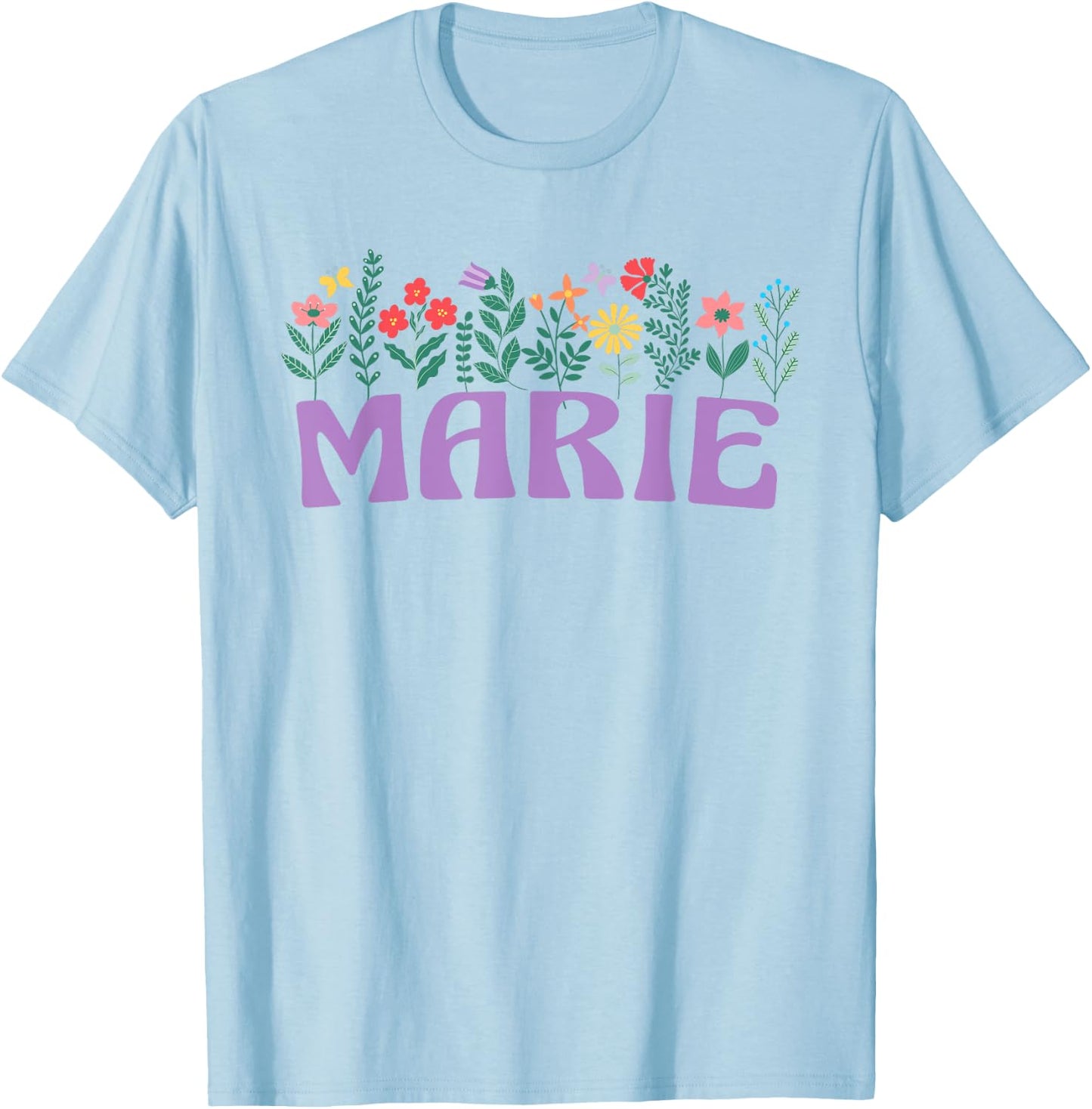 Wildflower Women's Floral Marie First Name Mother's Day T-Shirt - T-Shirt | Light Blue