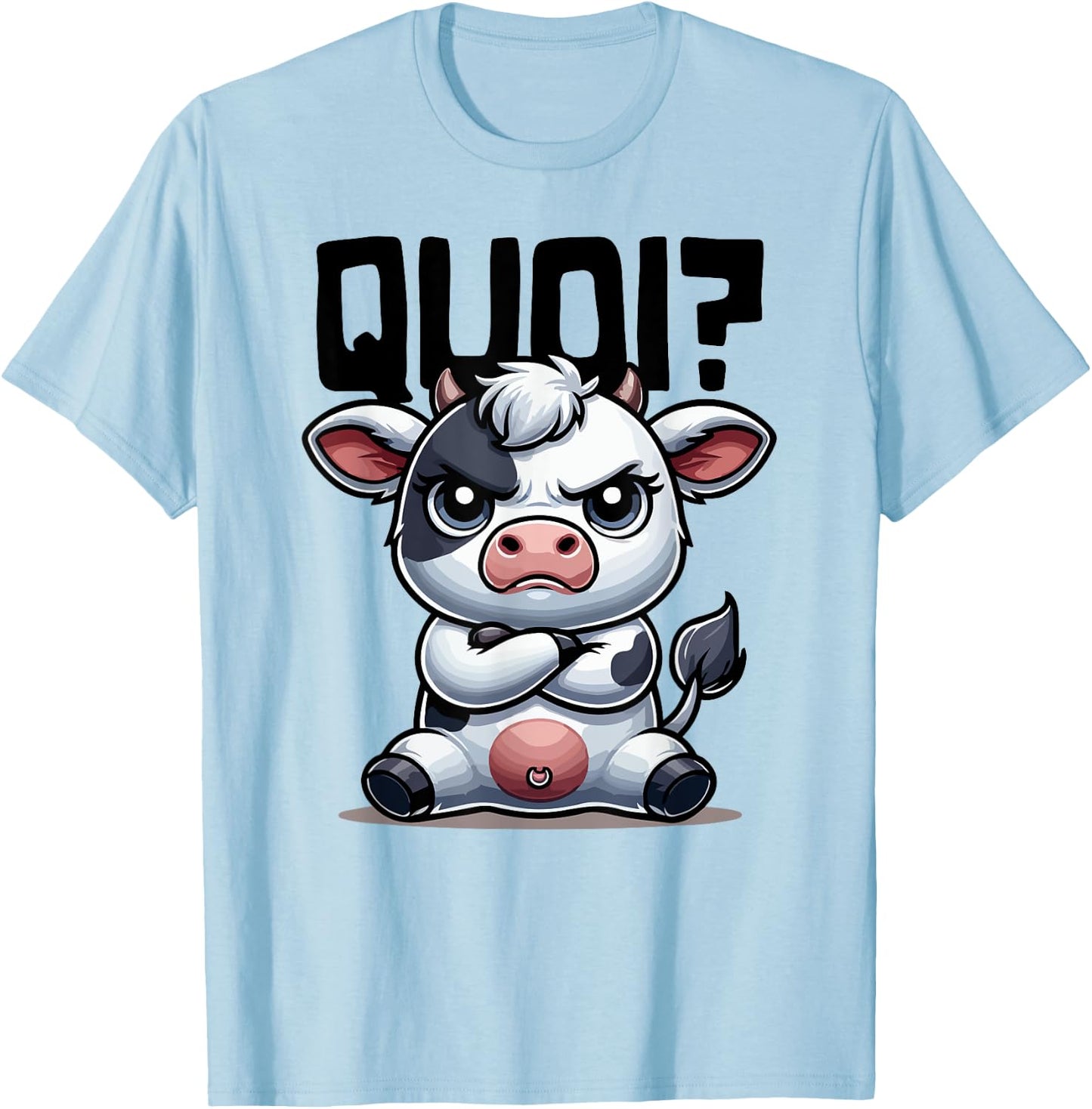 What Shirt Cow Woman Girl Boy Idea Humour Cow , white, S T-Shirt - T-Shirt | Light Blue
