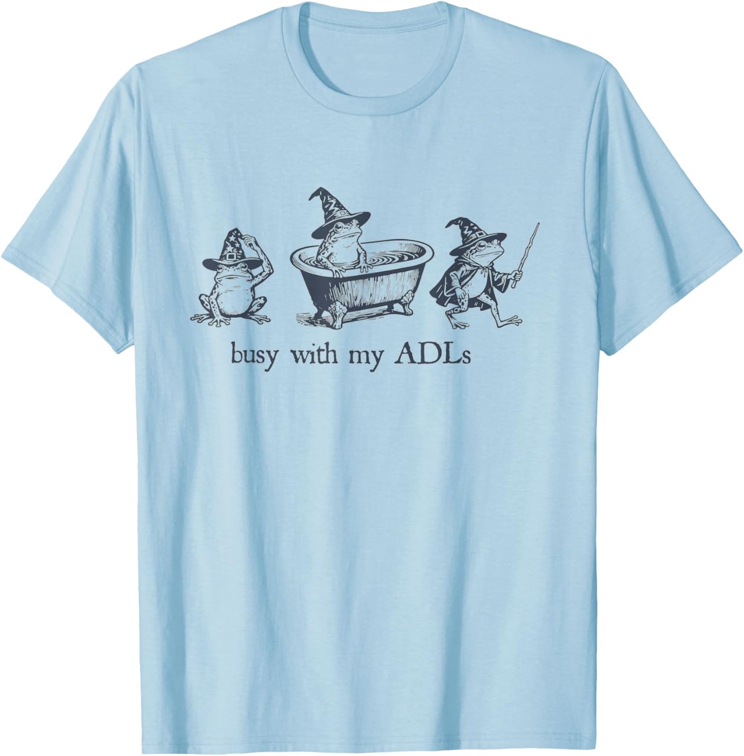Women Occupational Therapy Frog Wizard OT Busy with My ADLs T-Shirt - T-Shirt | Light Blue