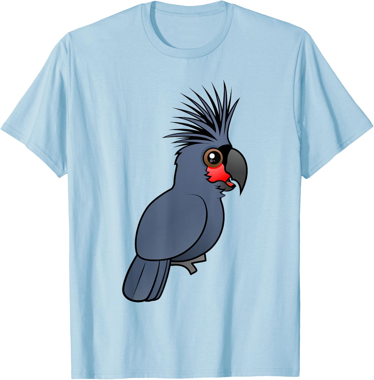 Cute Cartoon Palm Cockatoo Birdorable Bird Species T-Shirt - T-Shirt | Light Blue