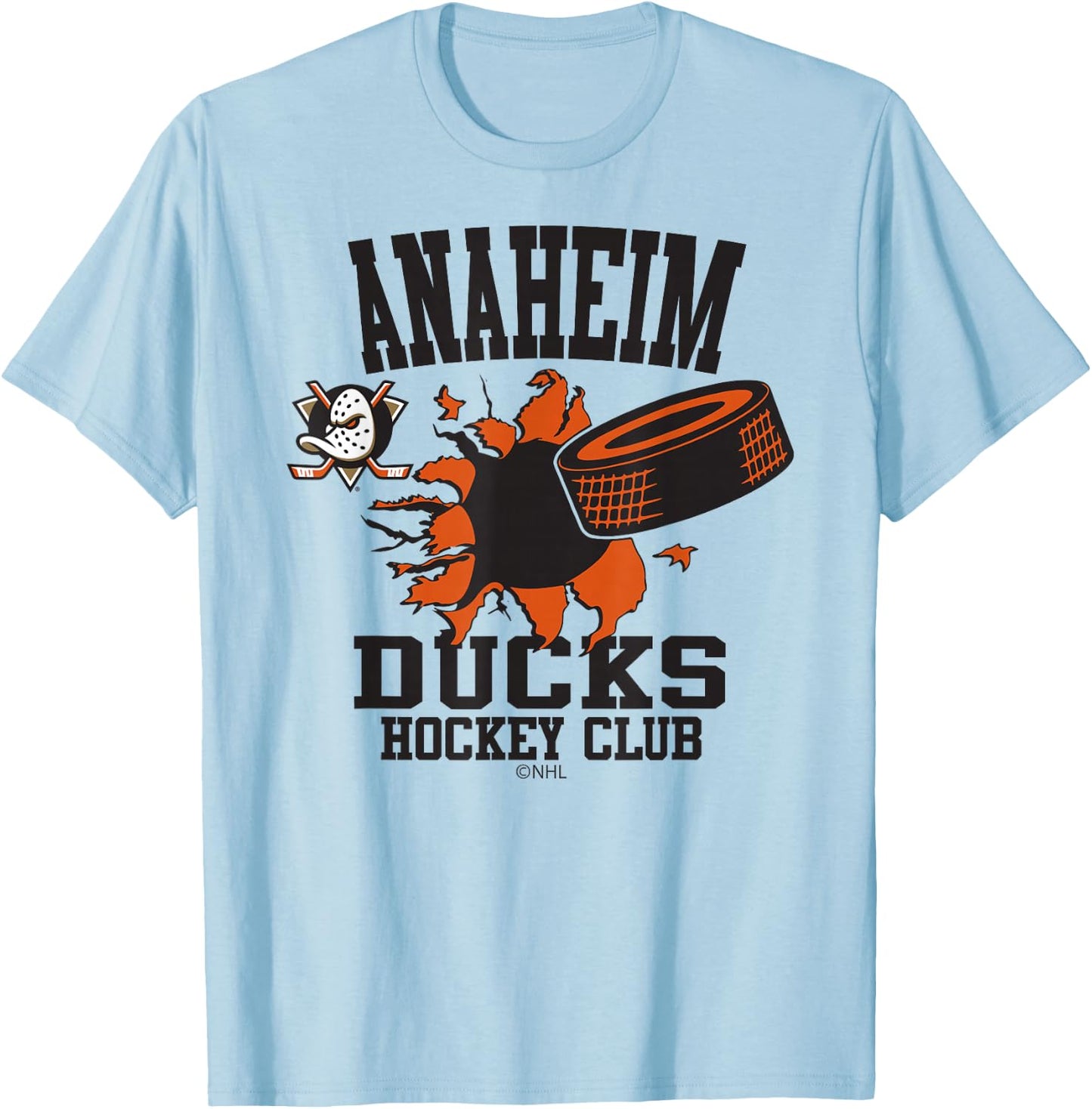 Anaheim Ducks Hockey Puck Burst Officially Licensed T-Shirt - T-Shirt | Light Blue