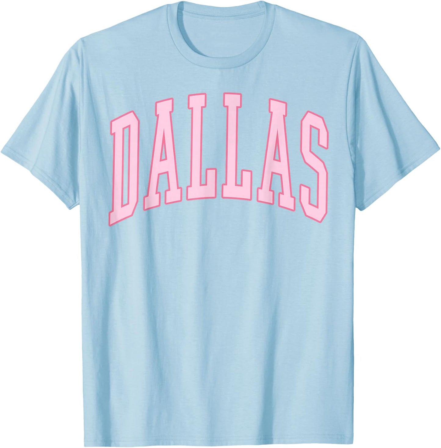 Dallas Vintage Preppy Varsity Pink Sports T-Shirt - T-Shirt | Light Blue