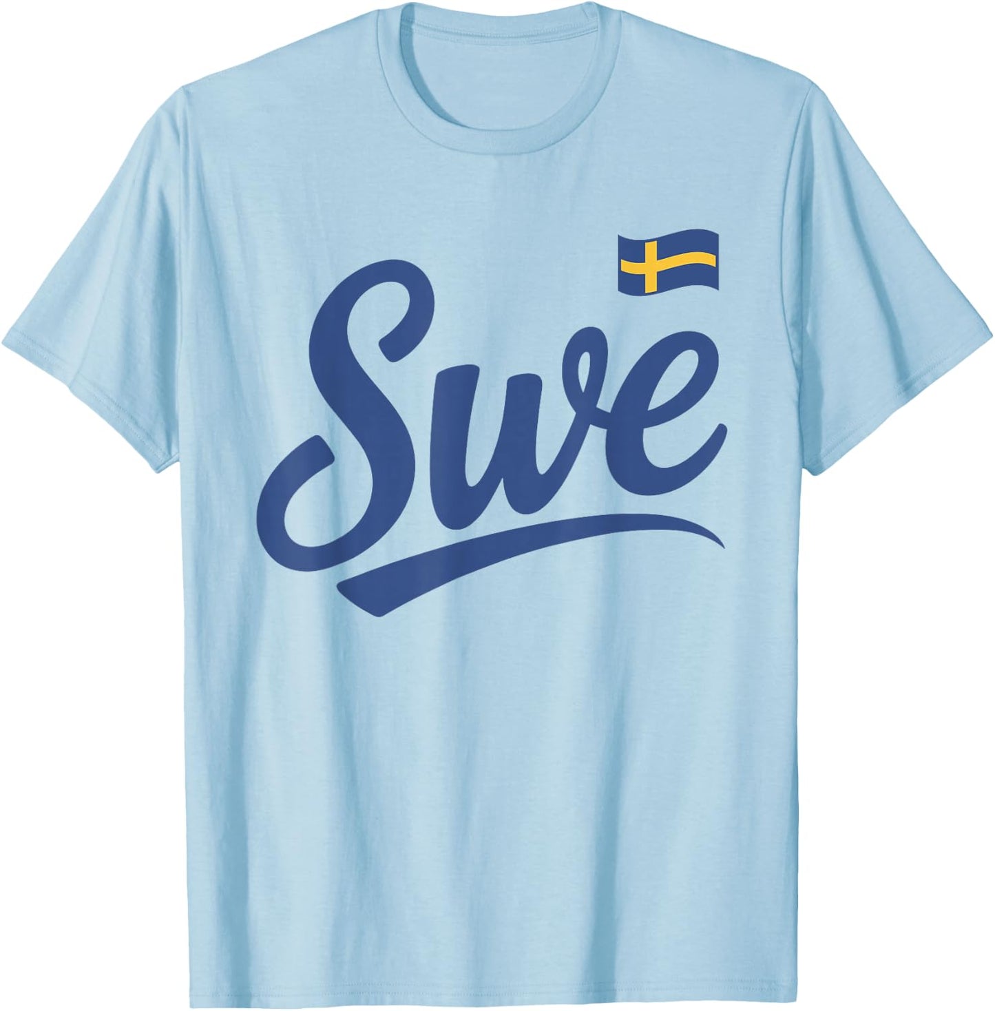 Sweden Vintage Script Fan T-Shirt - T-Shirt | Light Blue