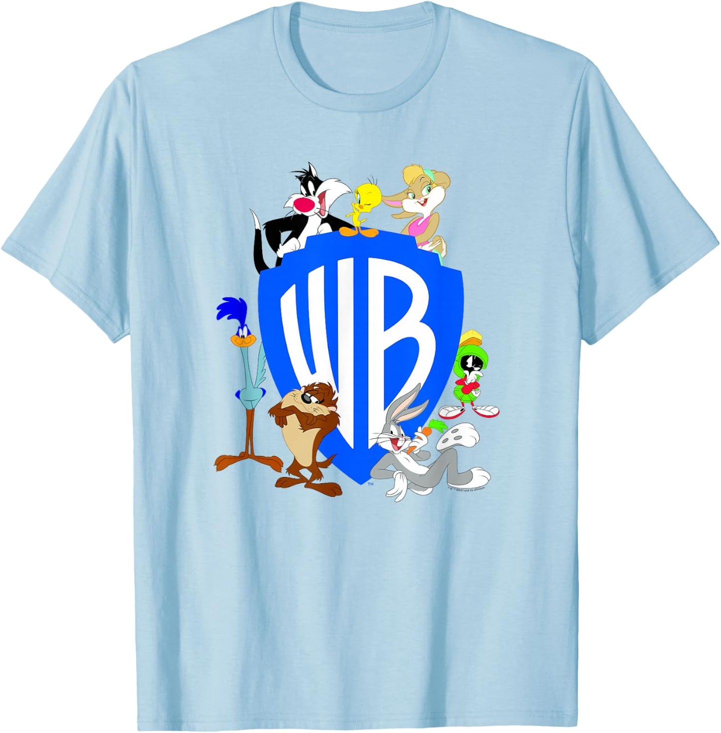 WB100 Looney Tunes Classic Warner Bros. Logo T-Shirt - T-Shirt | Light Blue