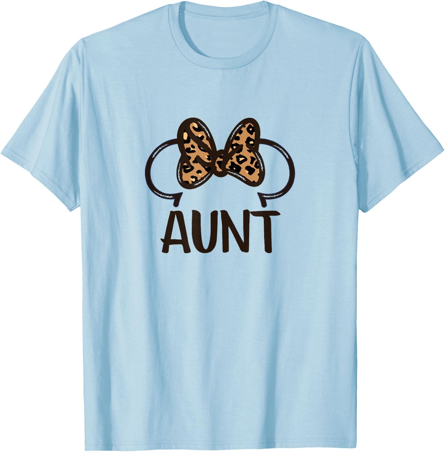 Disney Mickey and Friends Minnie Mouse Aunt Leopard Bow T-Shirt - T-Shirt | Light Blue