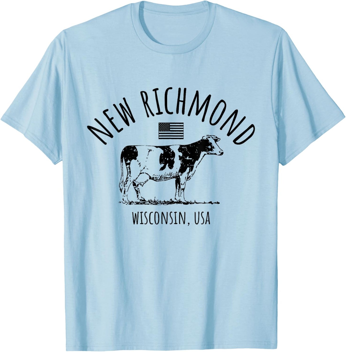 New Richmond Wisconsin USA Retro Cow Vintage Style Design T-Shirt - T-Shirt | Light Blue