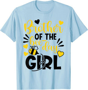 Brother Of The Bee Day Girl Hive Party Matching Birthday T-Shirt - T-Shirt | Light Blue
