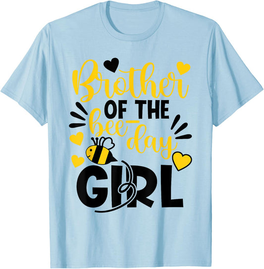 Brother Of The Bee Day Girl Hive Party Matching Birthday T-Shirt - T-Shirt | Light Blue